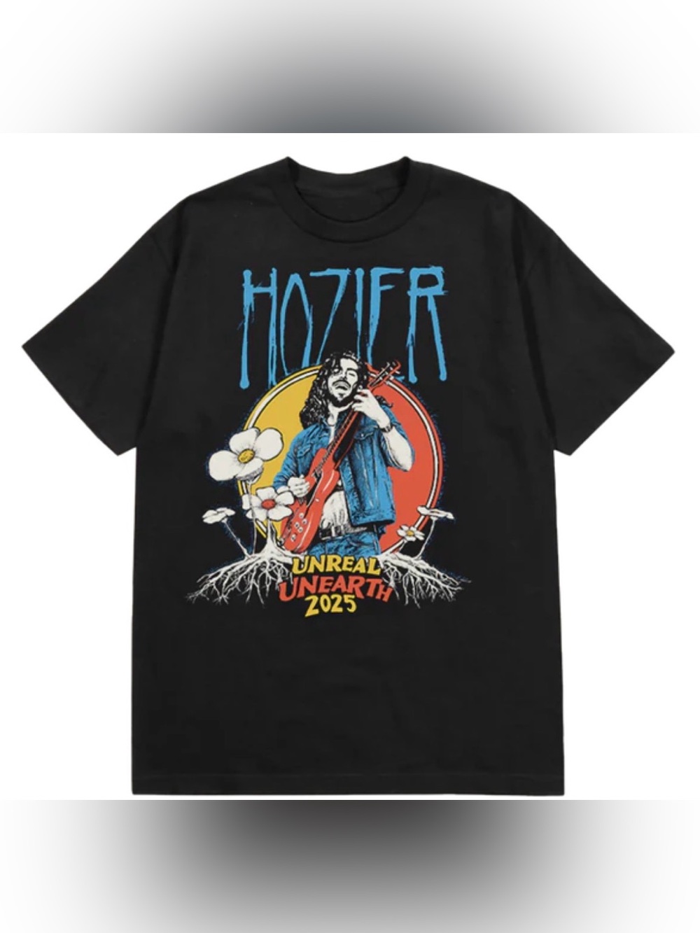 Hozier Official Unreal Unearth 2025 Tour Black Flower T-Shirt Size 3XL Unisex
